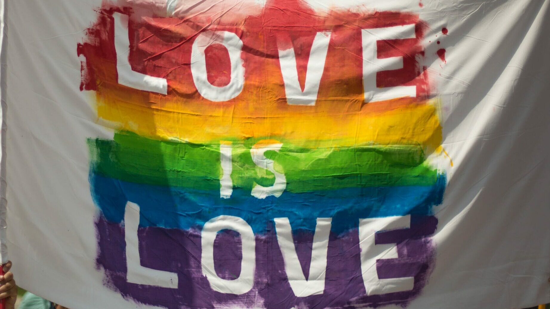 White and Multicolored Love Is Love Banner